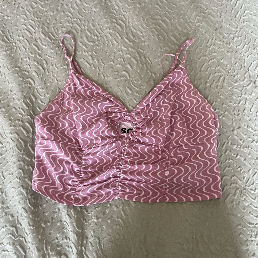 SO Pink and White Crop Top Size Large